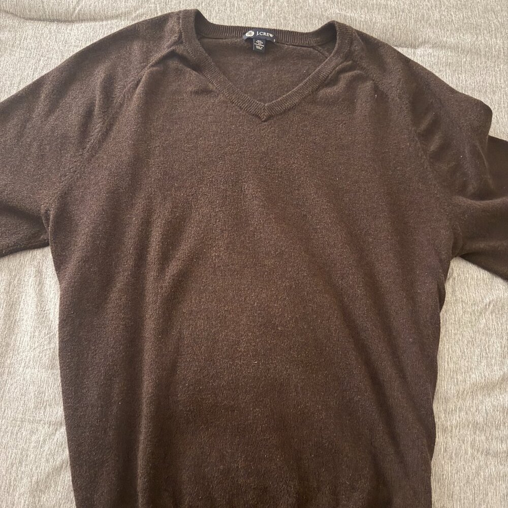J. Crew Cashmere Cotton V-Neck Men's Sweater Brown Sz Small